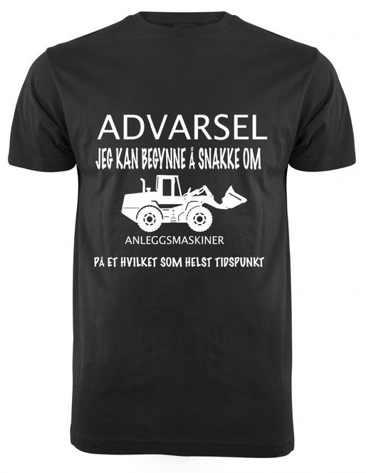 Hovedbilde ADVARSEL ANLEGGSMASKINER T-SKJORTE